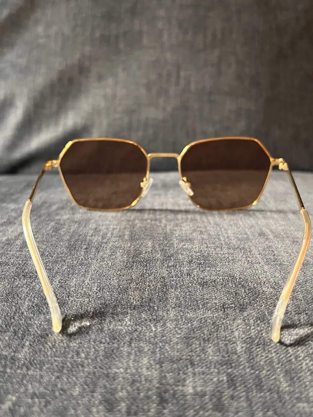 Free People Gold Frame Amber Lens Geometric Sunglasses